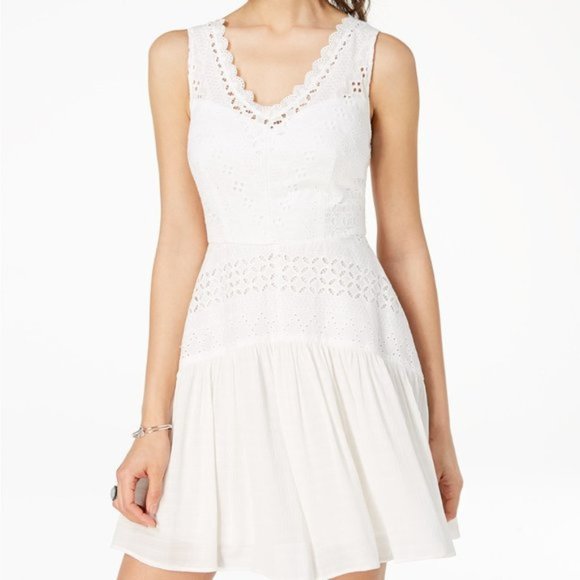 CITY STUDIO I NWT Embroidered Eyelet V-Neck Sleeveless Swing Mini Dress, 1 - Picture 1 of 16